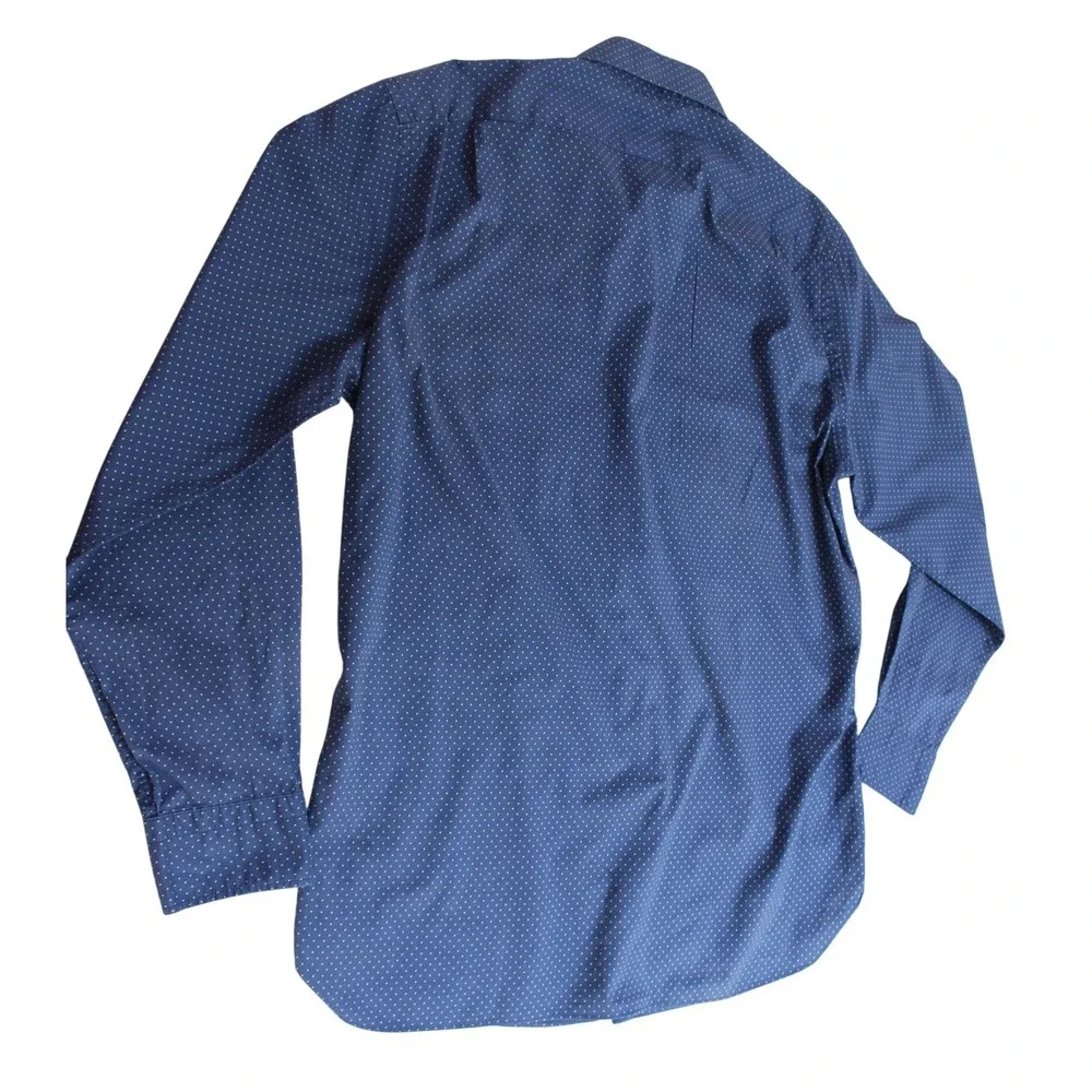 J.Crew Ludlow Mens Large Blue Shirt White Polka Dot 120s 2-Ply Cotton 07124‎